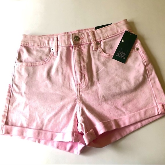 Wild Fable Barbiecore High Rise Light Pink Acid Wash Cuffed Hem Jean Shorts 0/25 - Picture 1 of 12